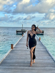 Black Cutout Dress with Slit