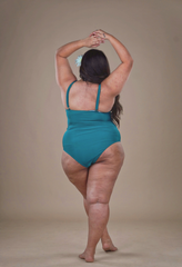 Teal plus size one piece swimwear