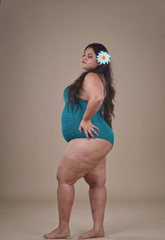 Teal plus size one piece swimwear