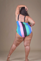 Plus size striped Monokini
