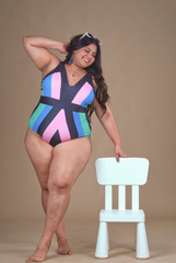 Plus size striped Monokini