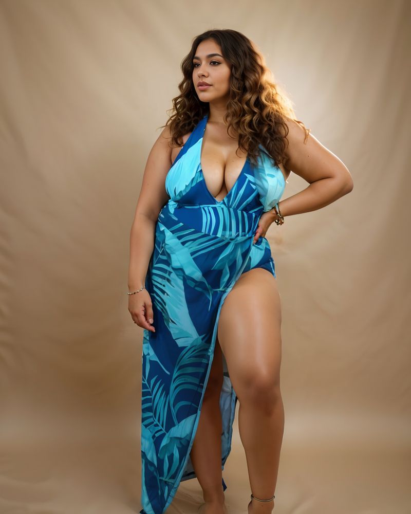 Green monokini with sarong