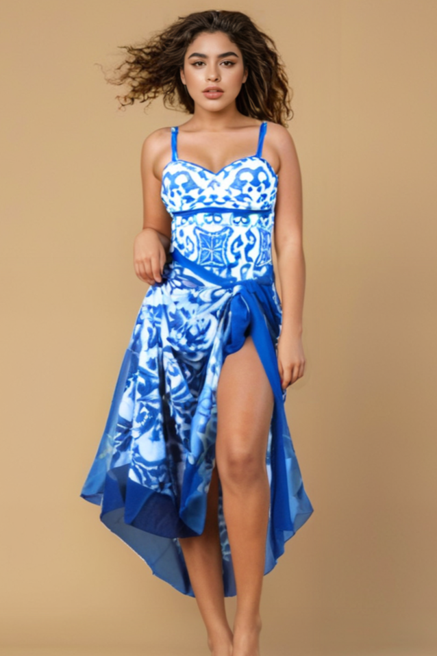 Blue Monokini with Sarong