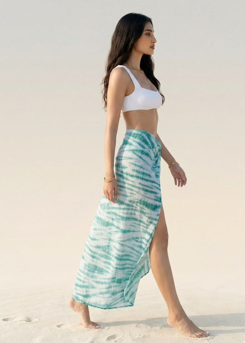 Tie & Dye Green Printed Sarong