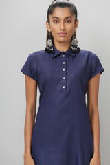 Navy and Black Cap Sleeve Asymmetric Kurti