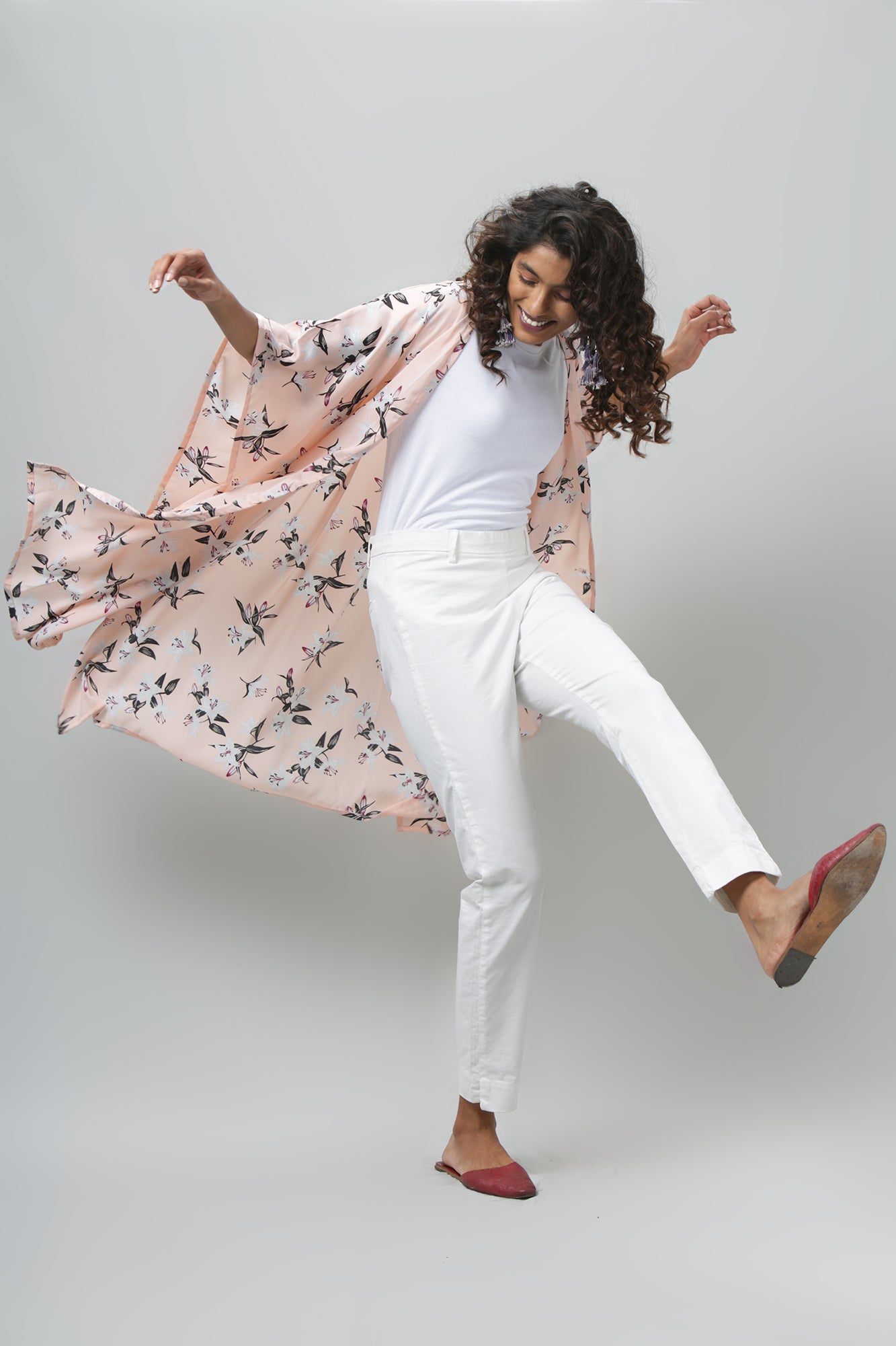 Peach Printed Shrug