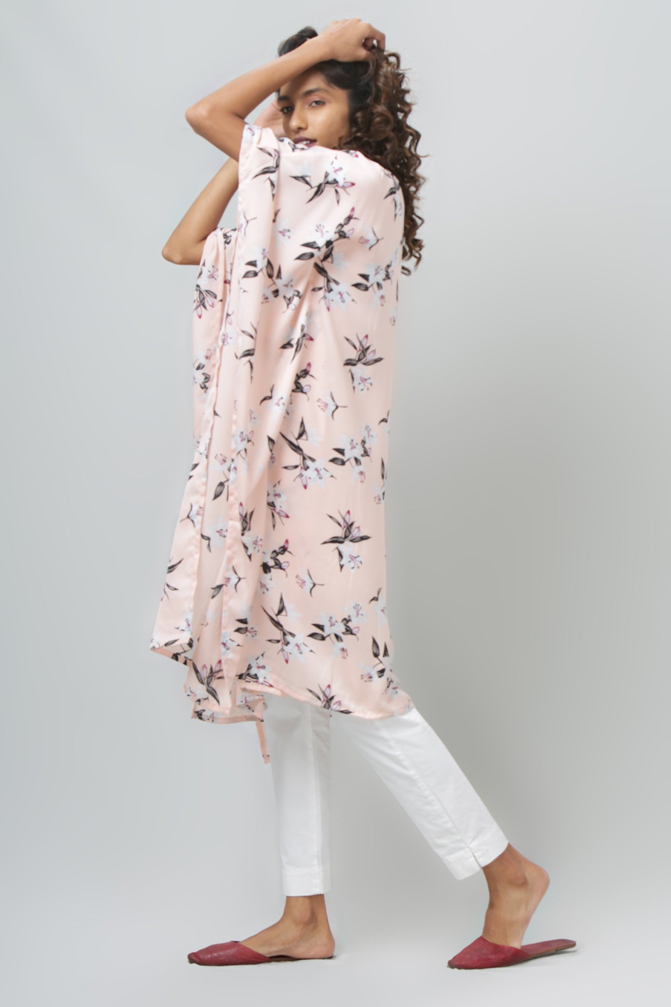 Peach Printed Shrug