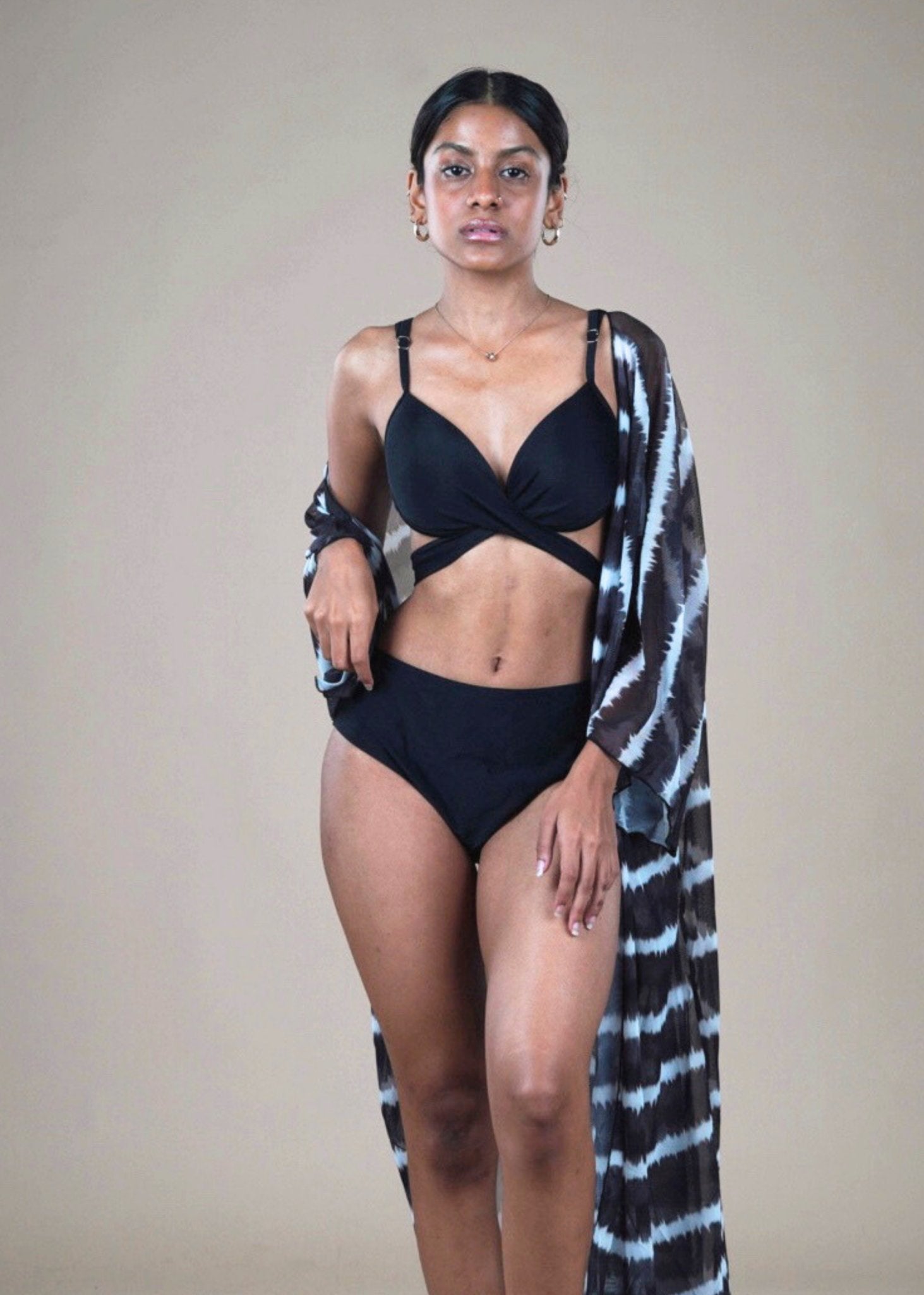 Black Bikini with a Coverup - WomanLikeU