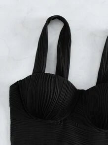 Black Bikini with Wavy Texture - WomanLikeU