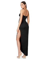 Black Cutout Dress with Slit - WomanLikeU