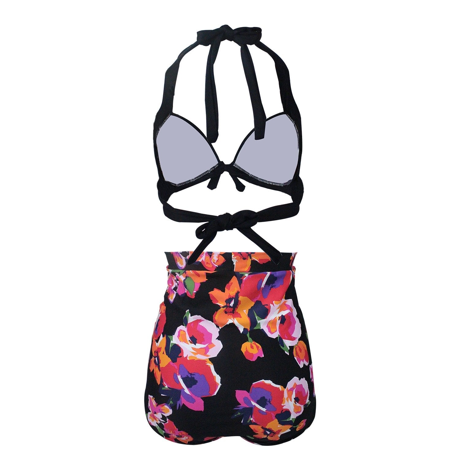 Black Floral Plus Size Bikini - WomanLikeU