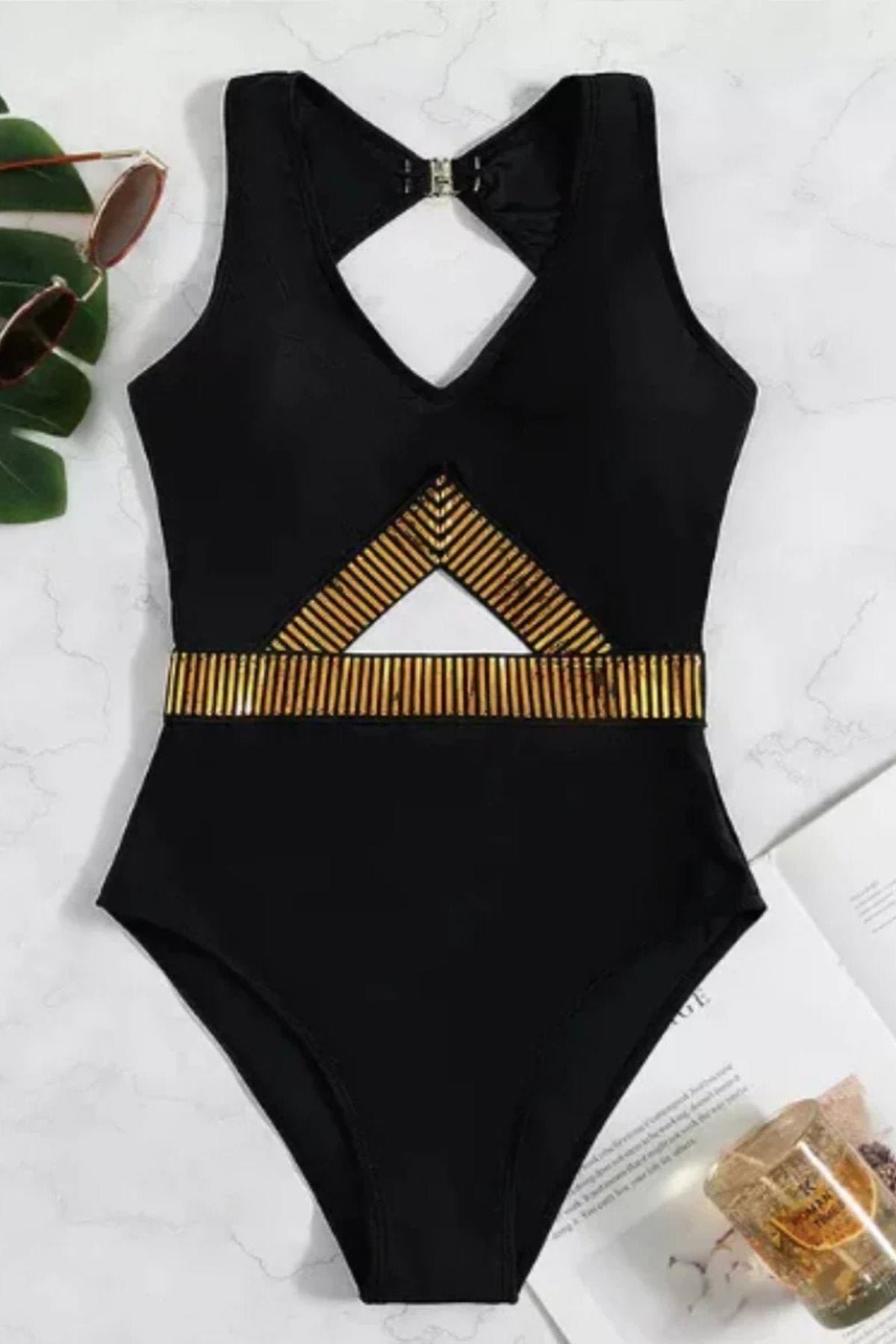 Black Padded monokini with designer back - WomanLikeU