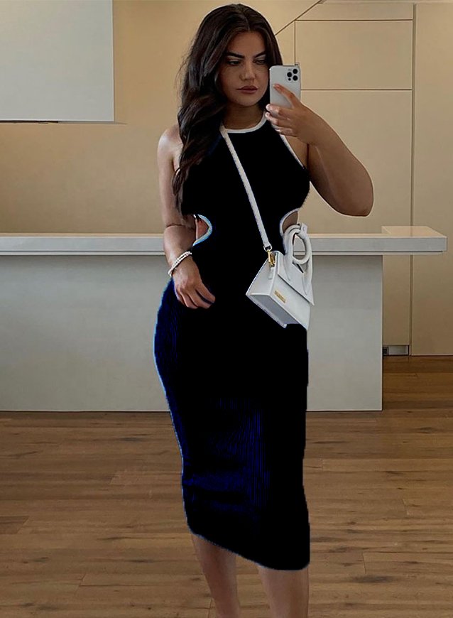Black Racerback Bodycon Dress - WomanLikeU