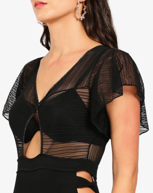 Black top with slip on monokini- 2 piece set - WomanLikeU