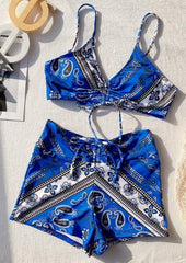 Blue Bikini Top & Shorts - WomanLikeU
