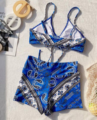 Blue Bikini Top & Shorts - WomanLikeU