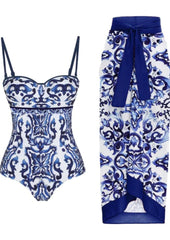 Blue Monokini with Sarong - WomanLikeU