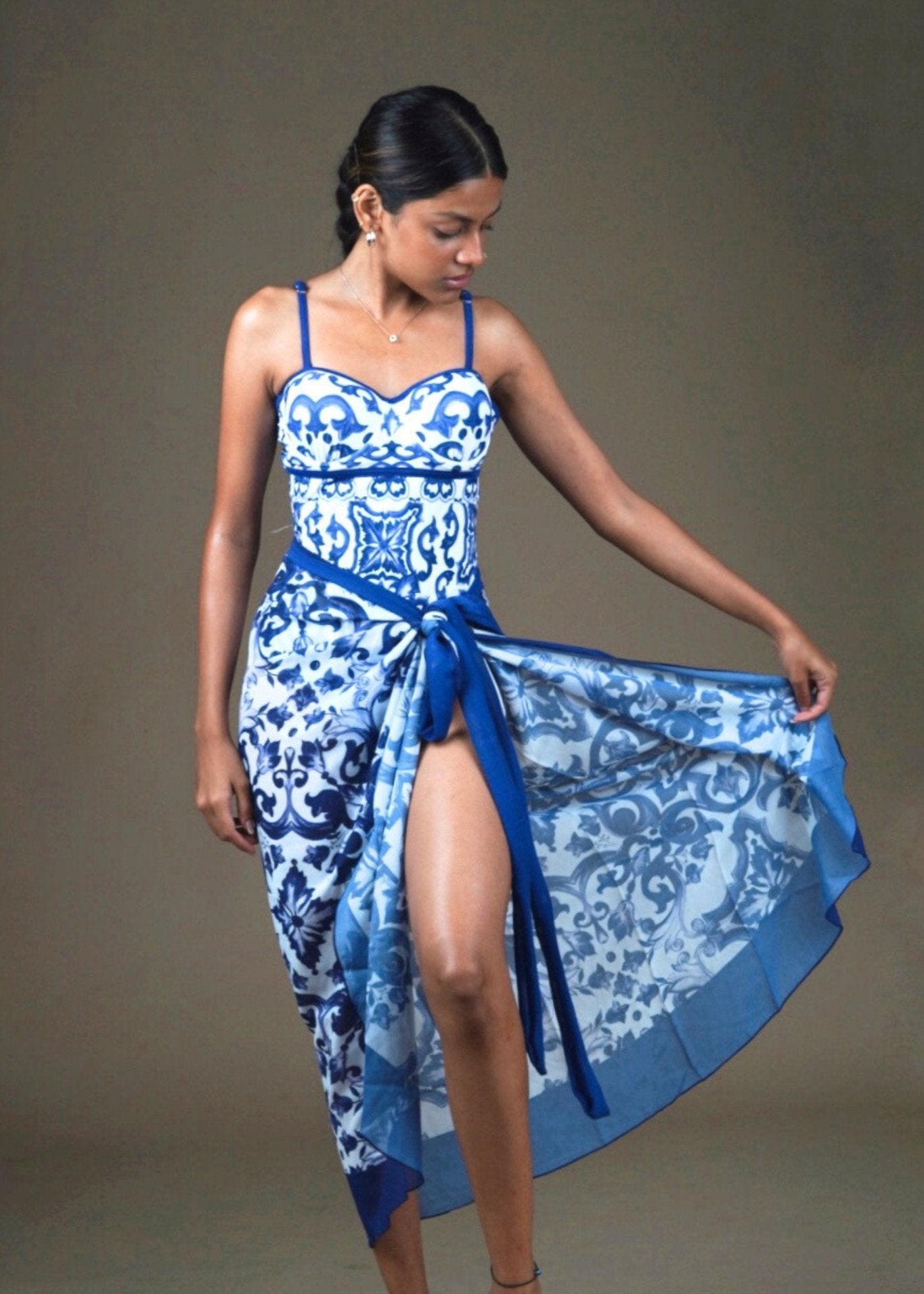 Blue Monokini with Sarong - WomanLikeU