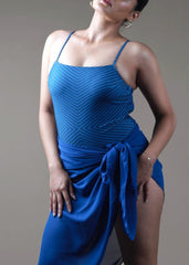 Blue striped Monokini with a Sarong - WomanLikeU