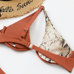 Brown Printed Bikini