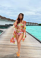 Floral Monokini with a coverup - WomanLikeU