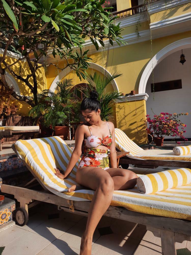 Floral Monokini with a coverup