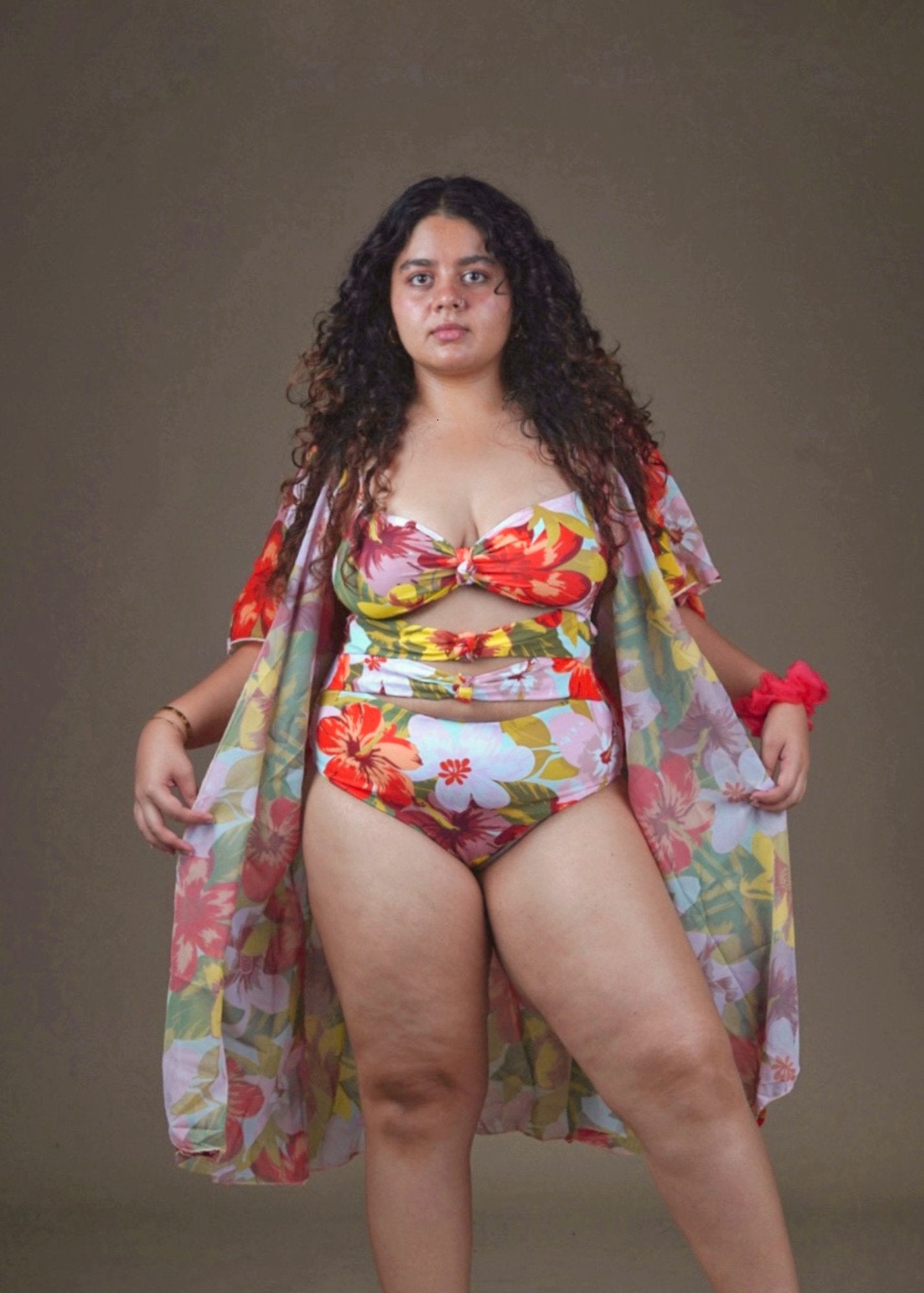 Floral Monokini with a coverup - WomanLikeU