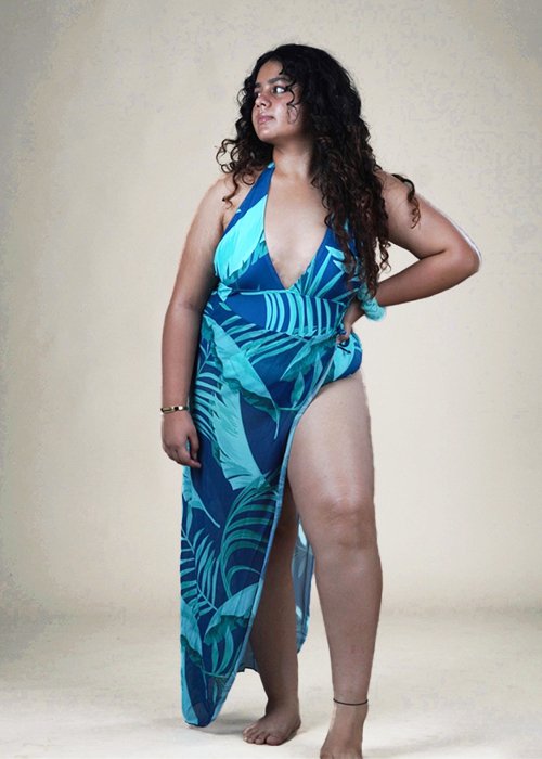 Green monokini with sarong - WomanLikeU