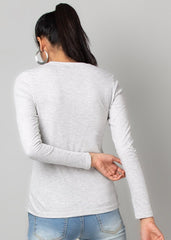 Grey Full Sleeve Basic Tee - WomanLikeU