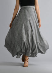 Grey Chambray Bias Full Length Skirt