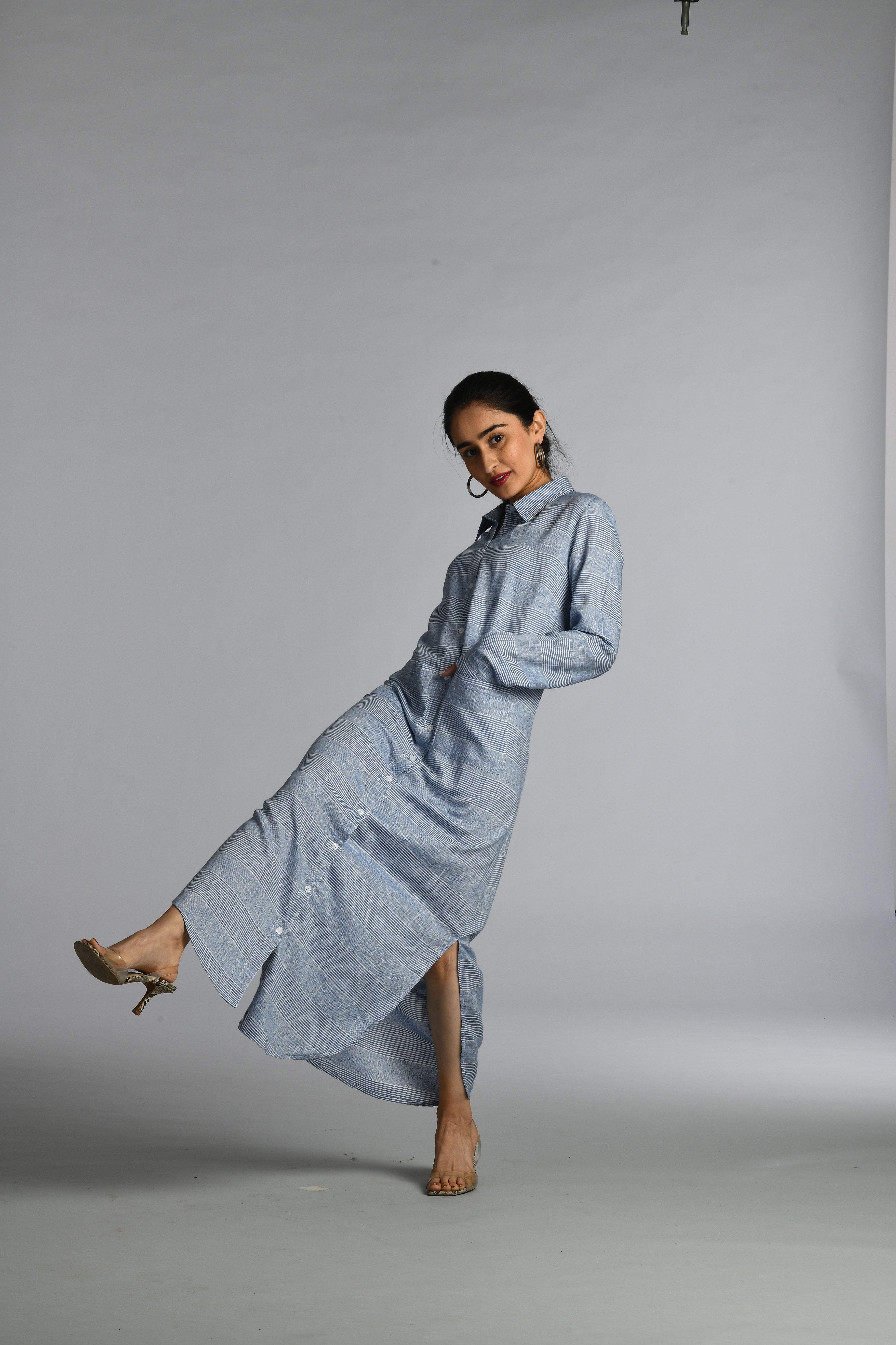 Blue and White Collared dress