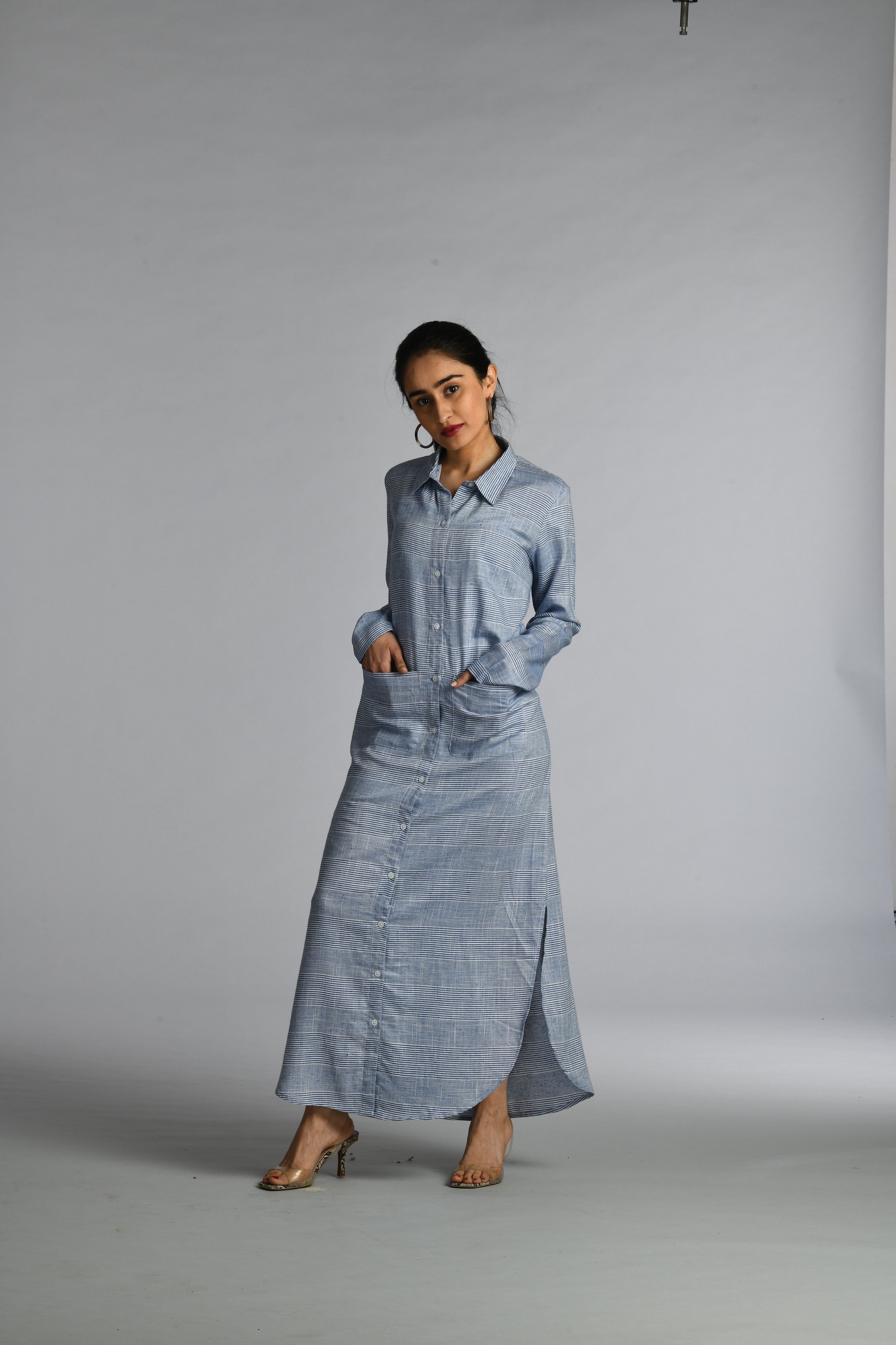 Blue and White Collared dress