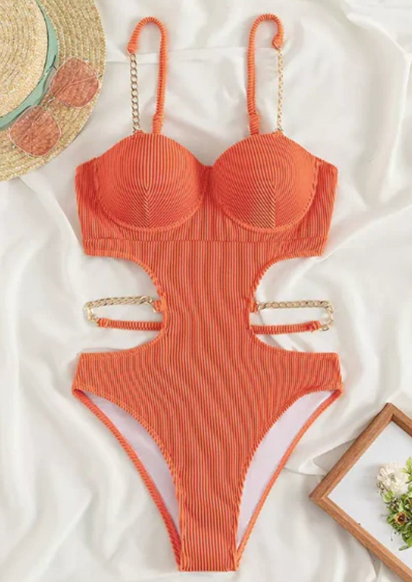 Light Orange Padded Monokini - WomanLikeU