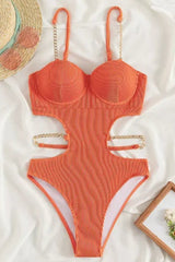 Light Orange Padded Monokini - WomanLikeU
