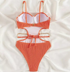 Light Orange Padded Monokini - WomanLikeU