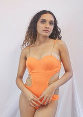 Light Orange Padded Monokini - WomanLikeU