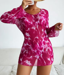 Magenta Bikini Set with a Coverup - WomanLikeU