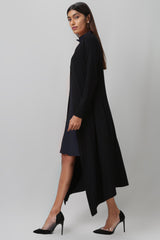 Navy Scuba Dress with Black Long Shrug - WomanLikeU
