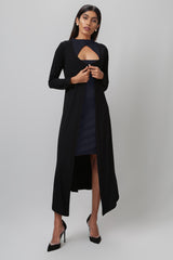 Navy Scuba Dress with Black Long Shrug - WomanLikeU