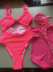 Neon Pink Monokini with Sarong - WomanLikeU