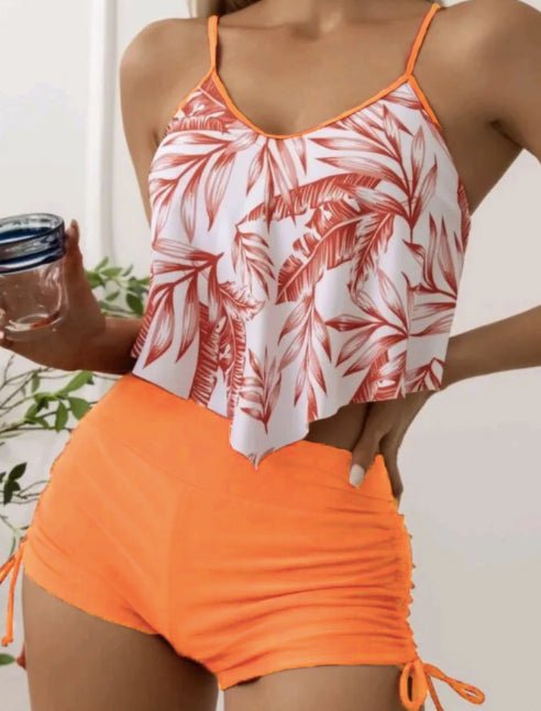 Orange Tropical Tankini - WomanLikeU