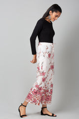 Pink and White Floral Printed Palazzo - WomanLikeU