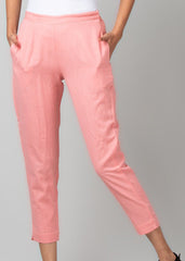 Pink Ankle Fit Cigarette Pants - WomanLikeU