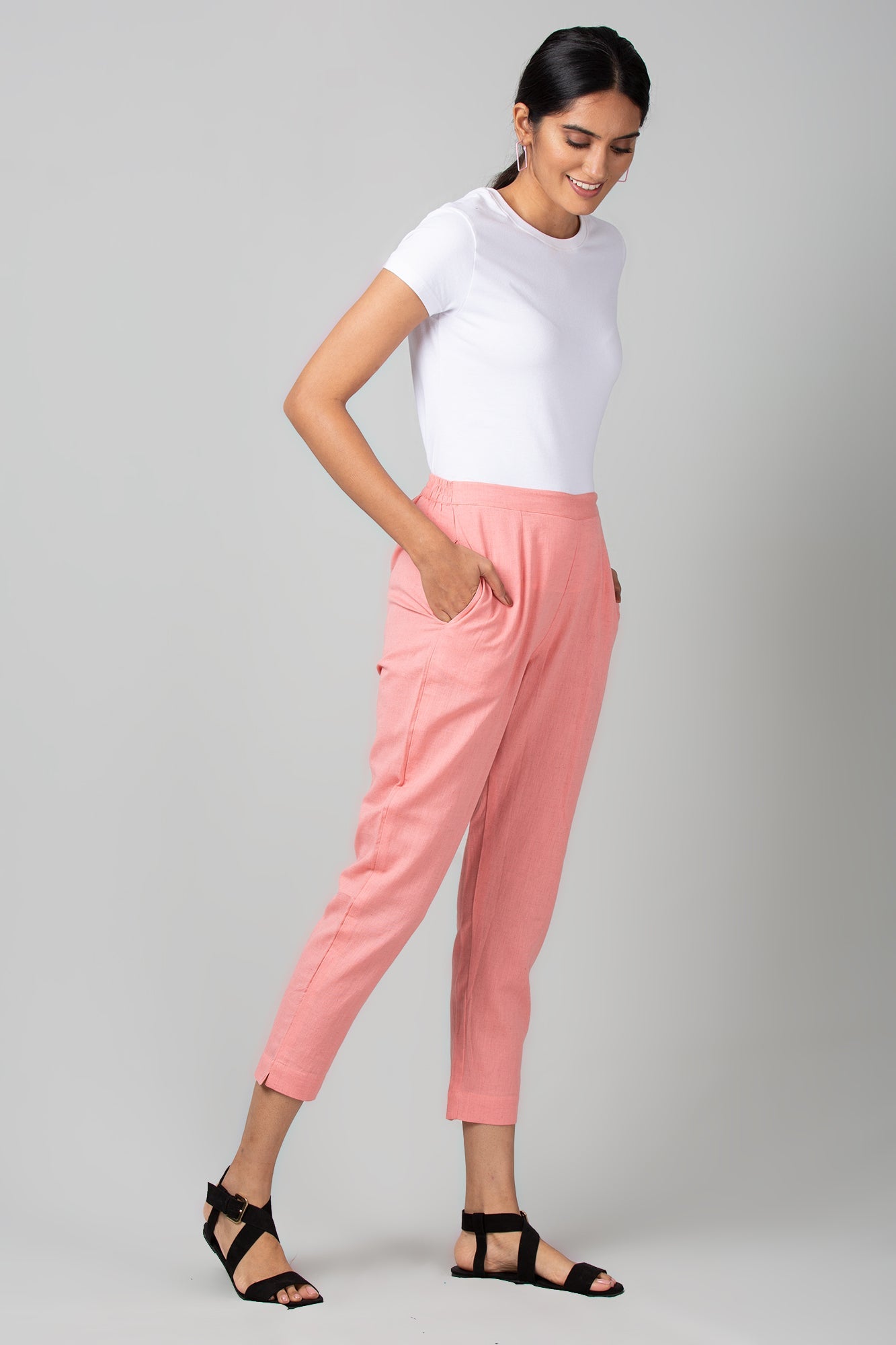 Pink Ankle Fit Cigarette Pants - WomanLikeU