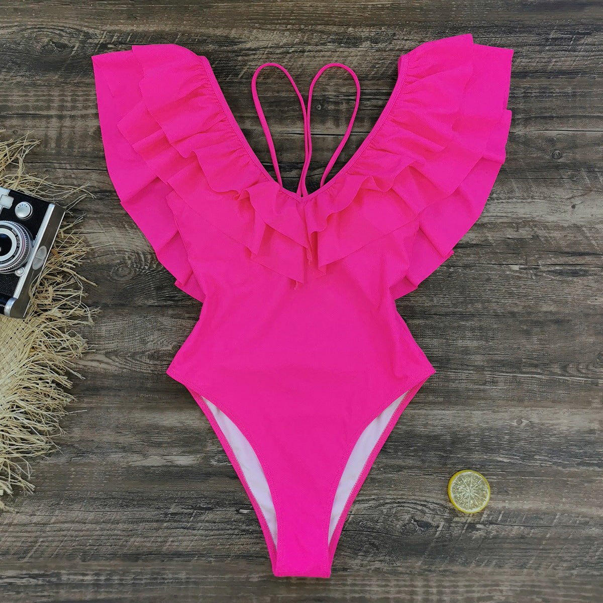 Pink Ruffled Monokini - WomanLikeU