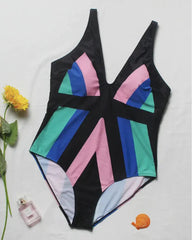 Plus size striped Monokini - WomanLikeU