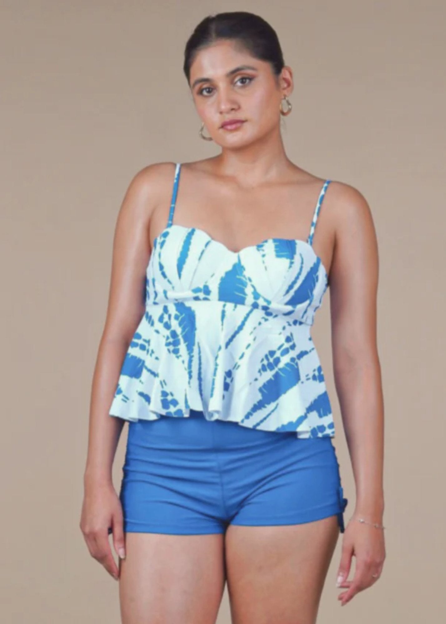 Printed Blue Tankini - WomanLikeU