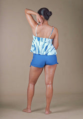 Printed Blue Tankini - WomanLikeU