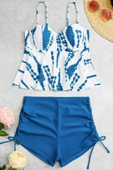 Printed Blue Tankini - WomanLikeU