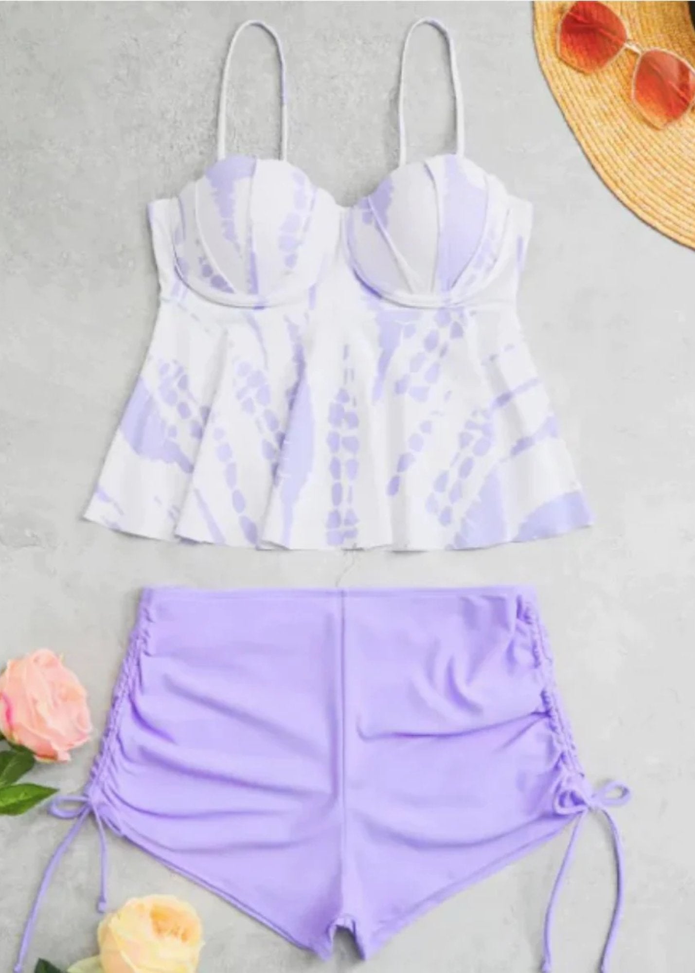 Printed Lilac Tankini - WomanLikeU